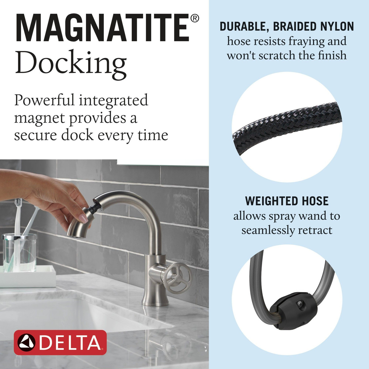 Delta 558HAR-SSPD-DST Trinsic Single Handle Pull Down Bathroom Faucet, Stainless