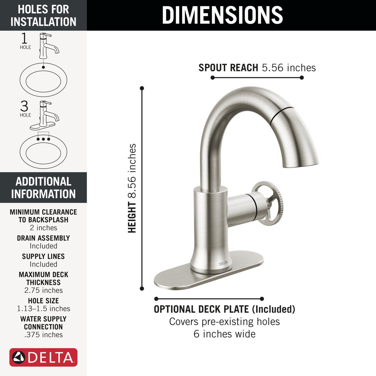 Delta 558HAR-SSPD-DST Trinsic Single Handle Pull Down Bathroom Faucet, Stainless