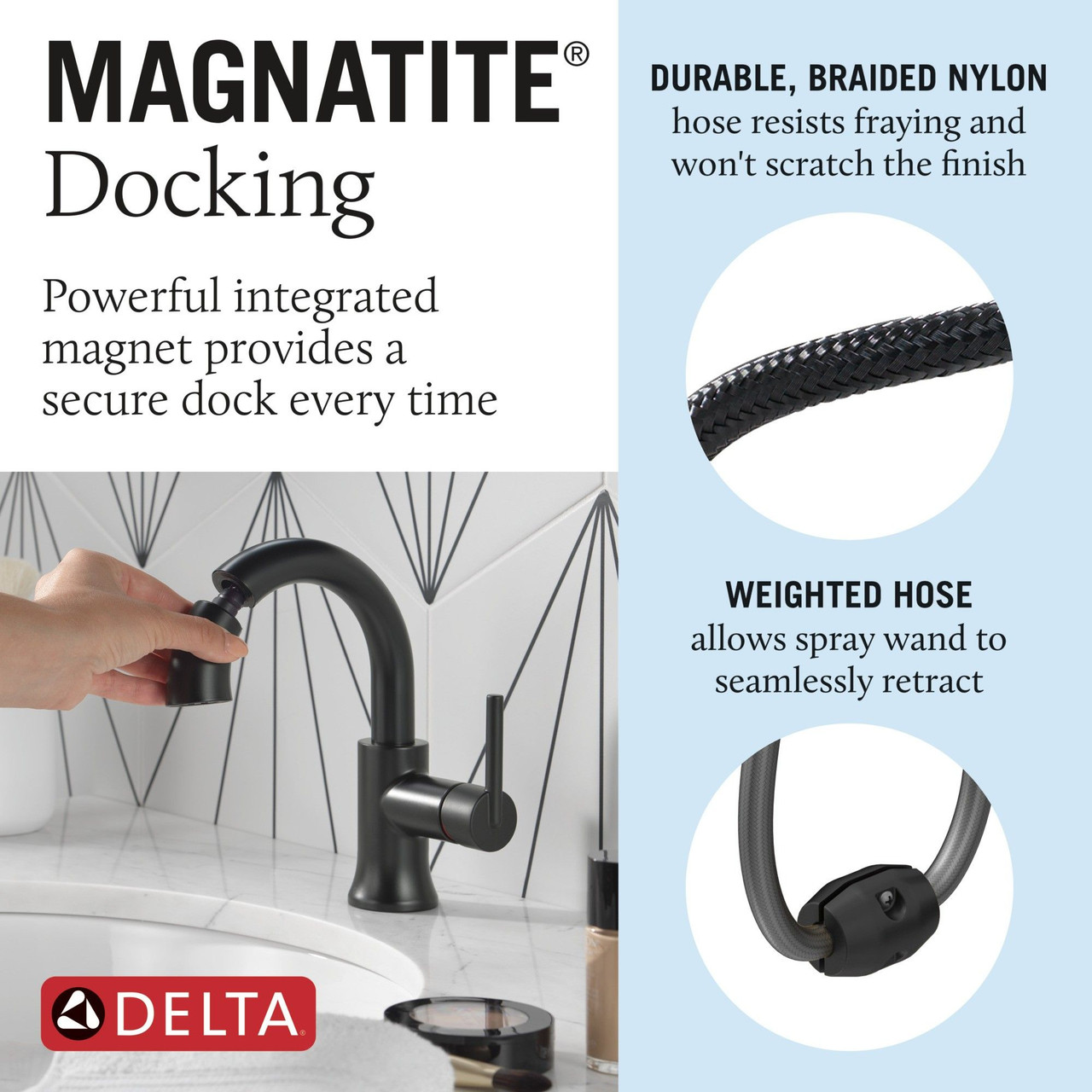 Delta 559HAR-BLPD-DST Trinsic Single Handle Pull Down Bathroom Faucet, Matte Black