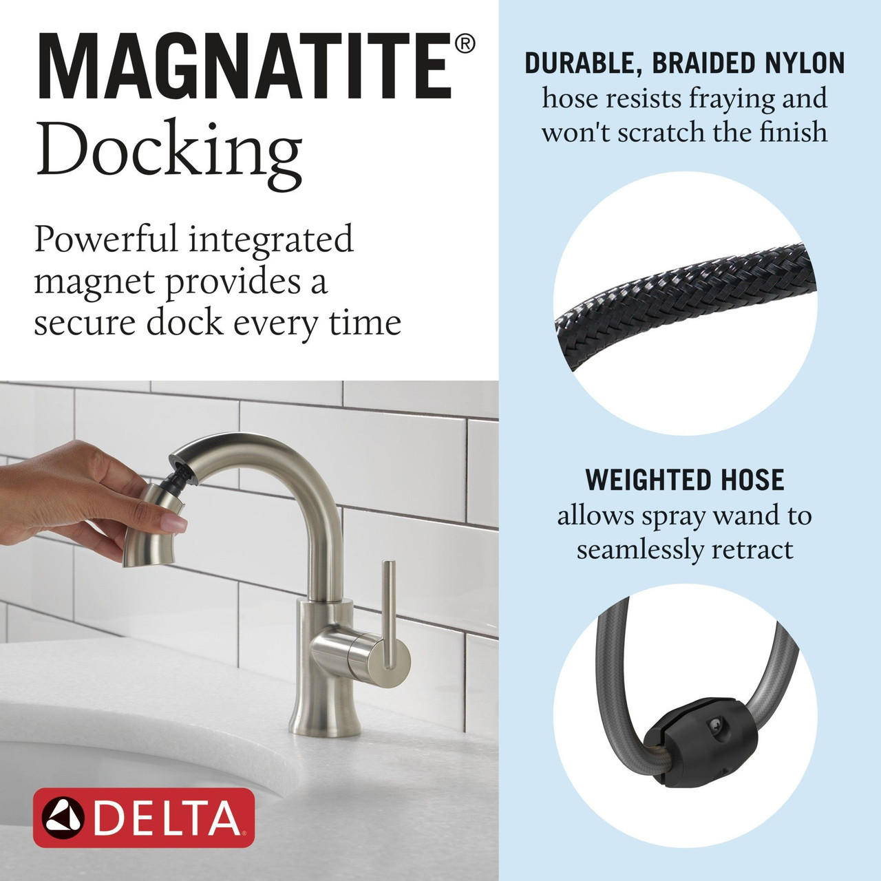 Delta 559HAR-SSPD-DST Trinsic Single Handle Pull Down Bathroom Faucet, Stainless