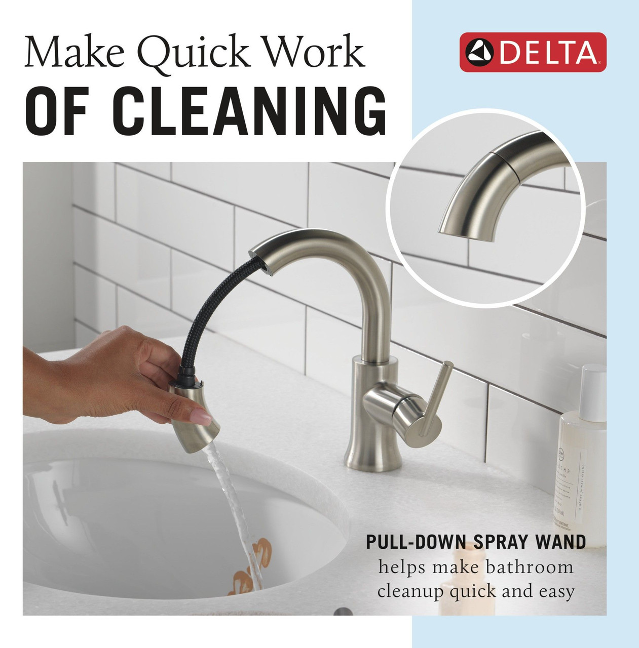 Delta 559HAR-SSPD-DST Trinsic Single Handle Pull Down Bathroom Faucet, Stainless