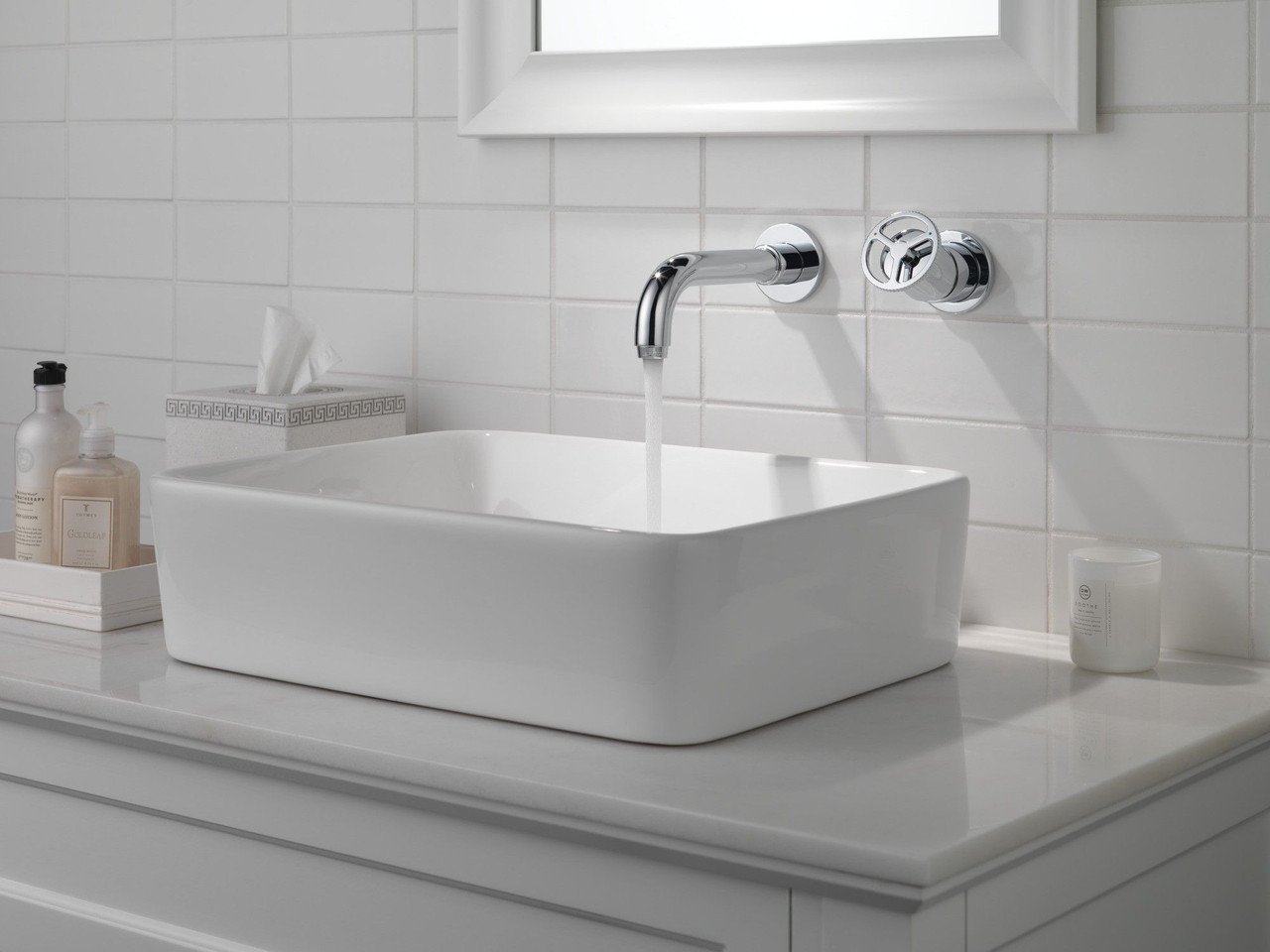 Delta T3558LF-WL Trinsic Two Handle Wall Mount Bathroom Faucet Trim, Chrome