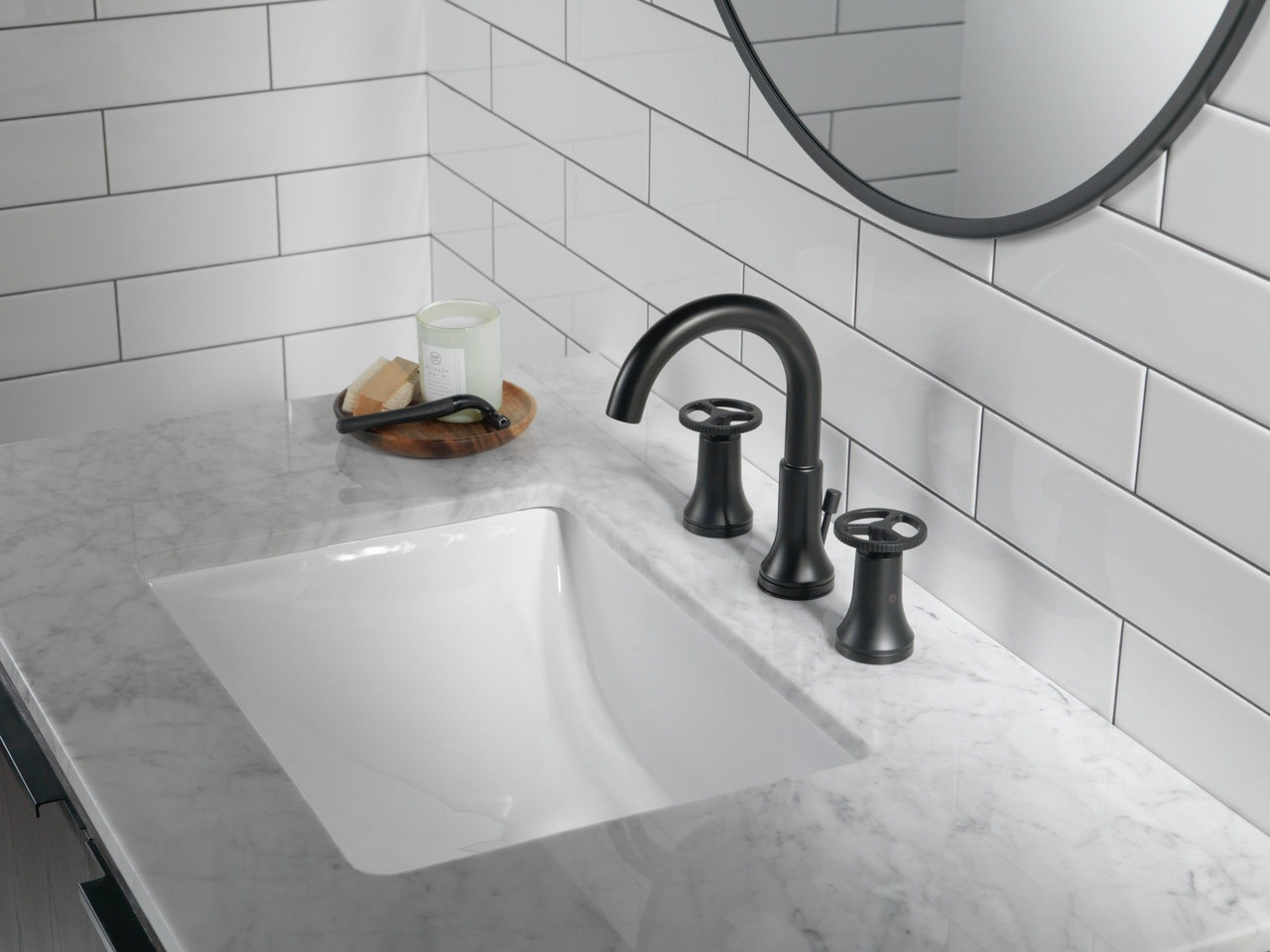 Delta 3558-BLMPU-DST Trinsic Two Handle Widespread Bathroom Faucet, Matte Black