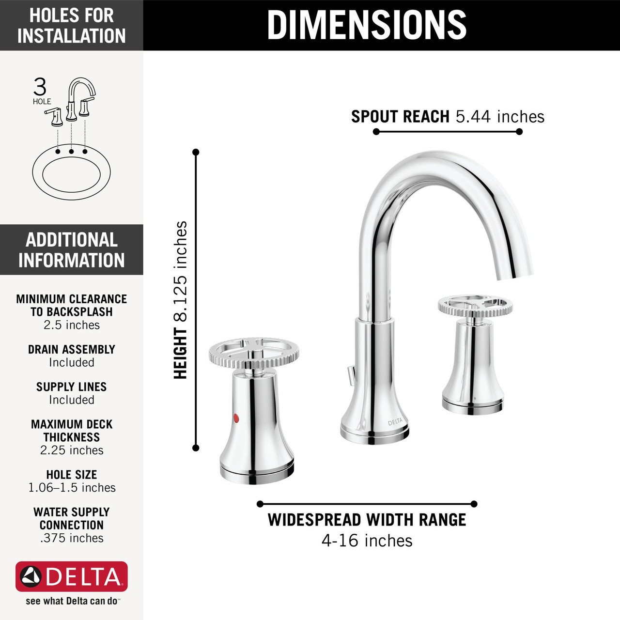 Delta 3558-MPU-DST Trinsic Two Handle Widespread Bathroom Faucet, Chrome