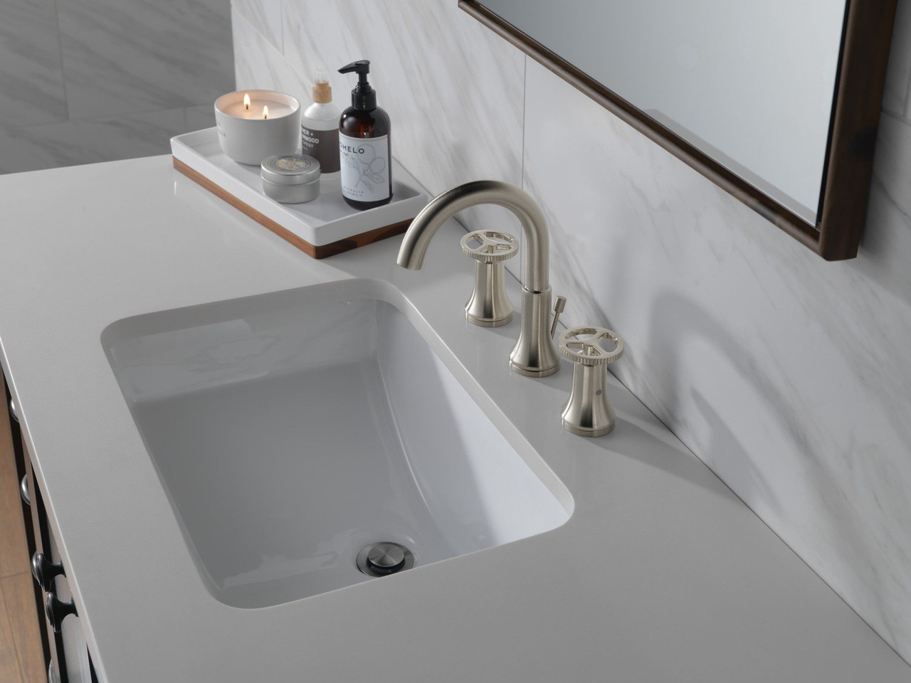 Delta 3558-SSMPU-DST Trinsic Two Handle Widespread Bathroom Faucet, Stainless