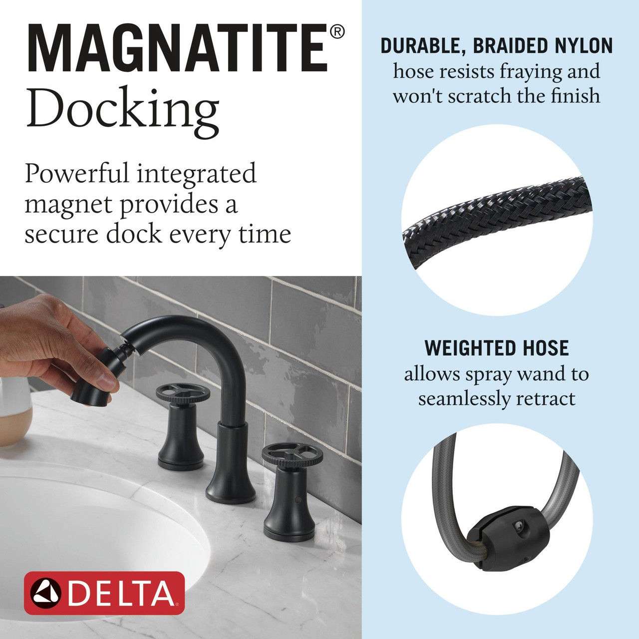 3558-BLPD-DST Trinsic Two Handle Widespread Pull Down Bathroom Faucet, Matte Black