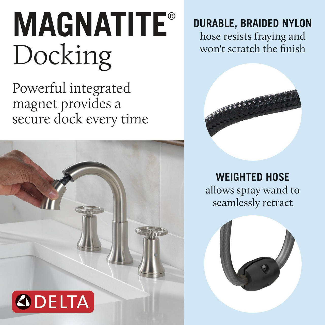 Delta 3558-SSPD-DST Trinsic Two Handle Widespread Pull Down Bathroom Faucet, Stainless
