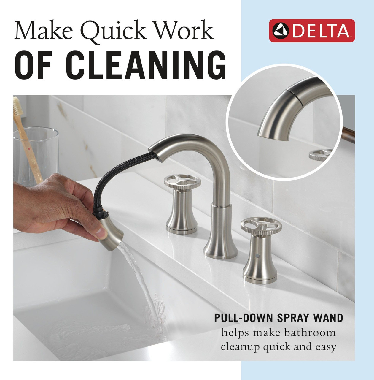 Delta 3558-SSPD-DST Trinsic Two Handle Widespread Pull Down Bathroom Faucet, Stainless