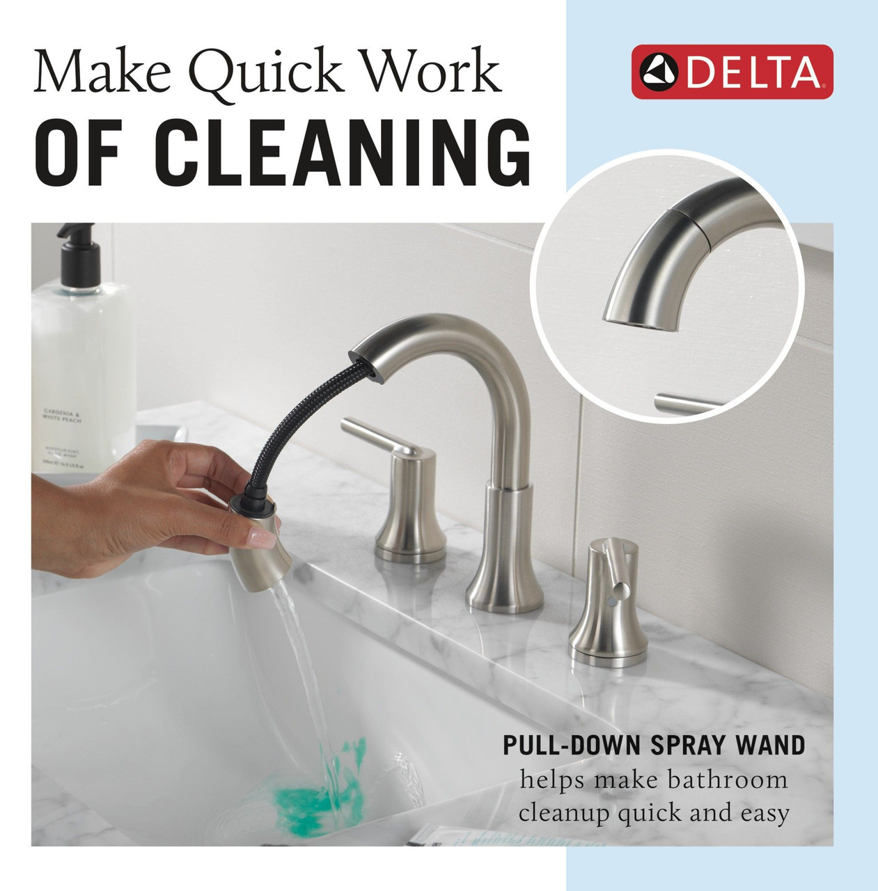 Delta 3559-SSPD-DST Trinsic Two Handle Widespread Pull Down Bathroom Faucet, Stainless