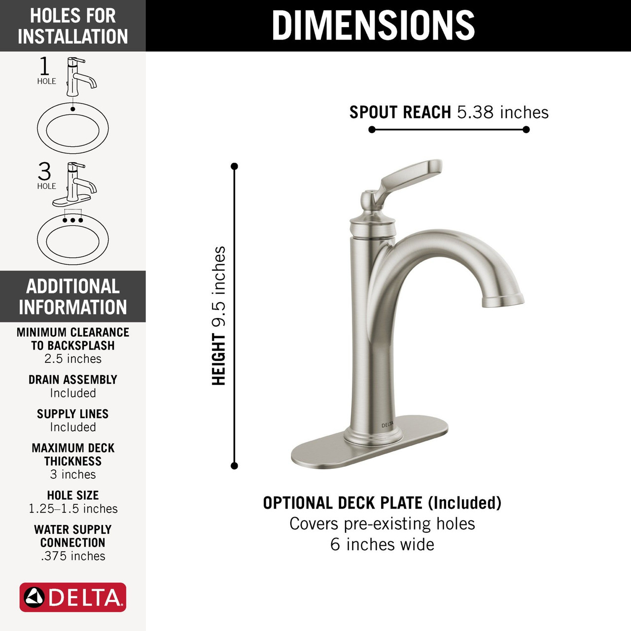 Delta 532-SSMPU-DST Woodhurst Single Handle Bathroom Faucet, Stainless