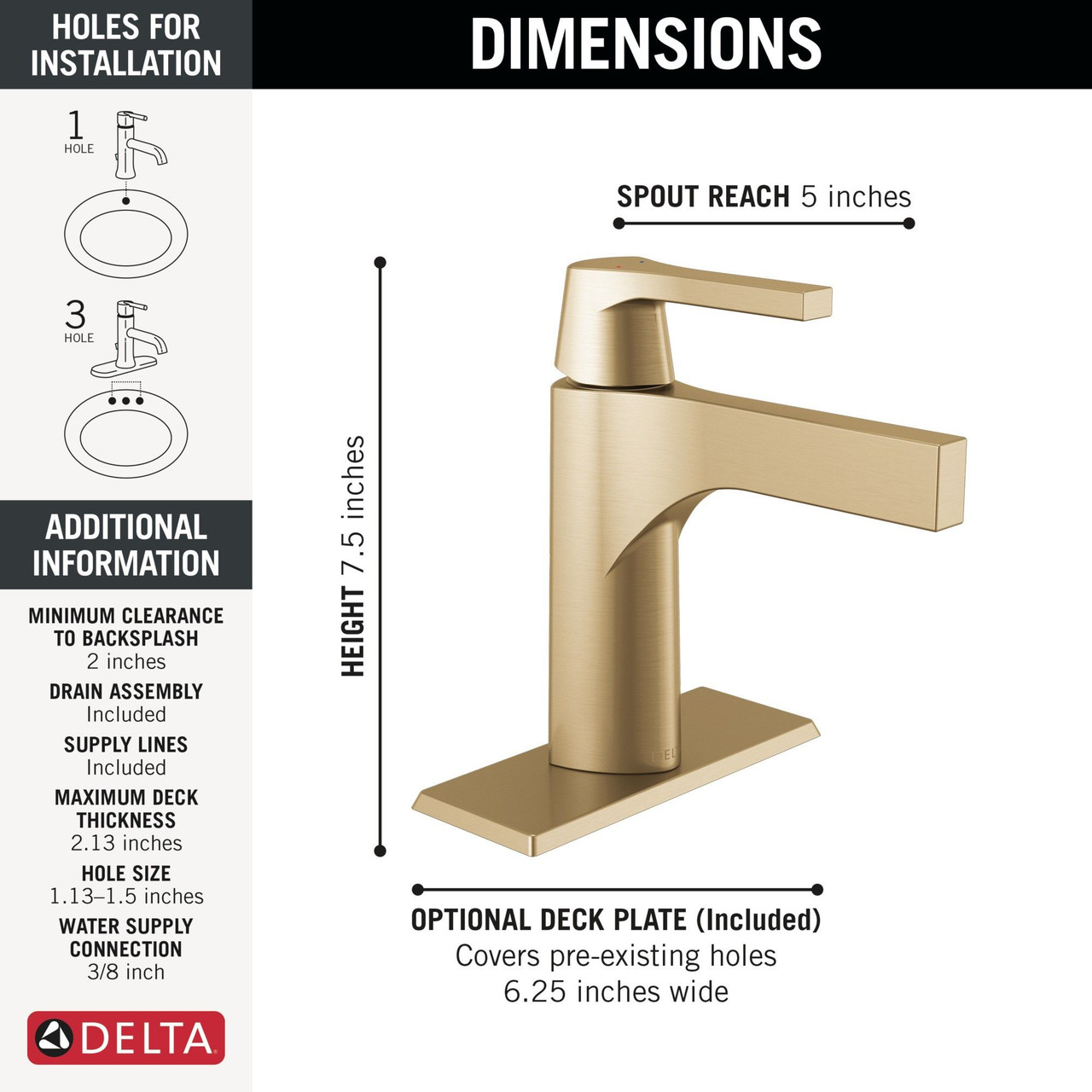 Delta 574-CZMPU-DST Zura Single Handle Bathroom Faucet, Champagne Bronze