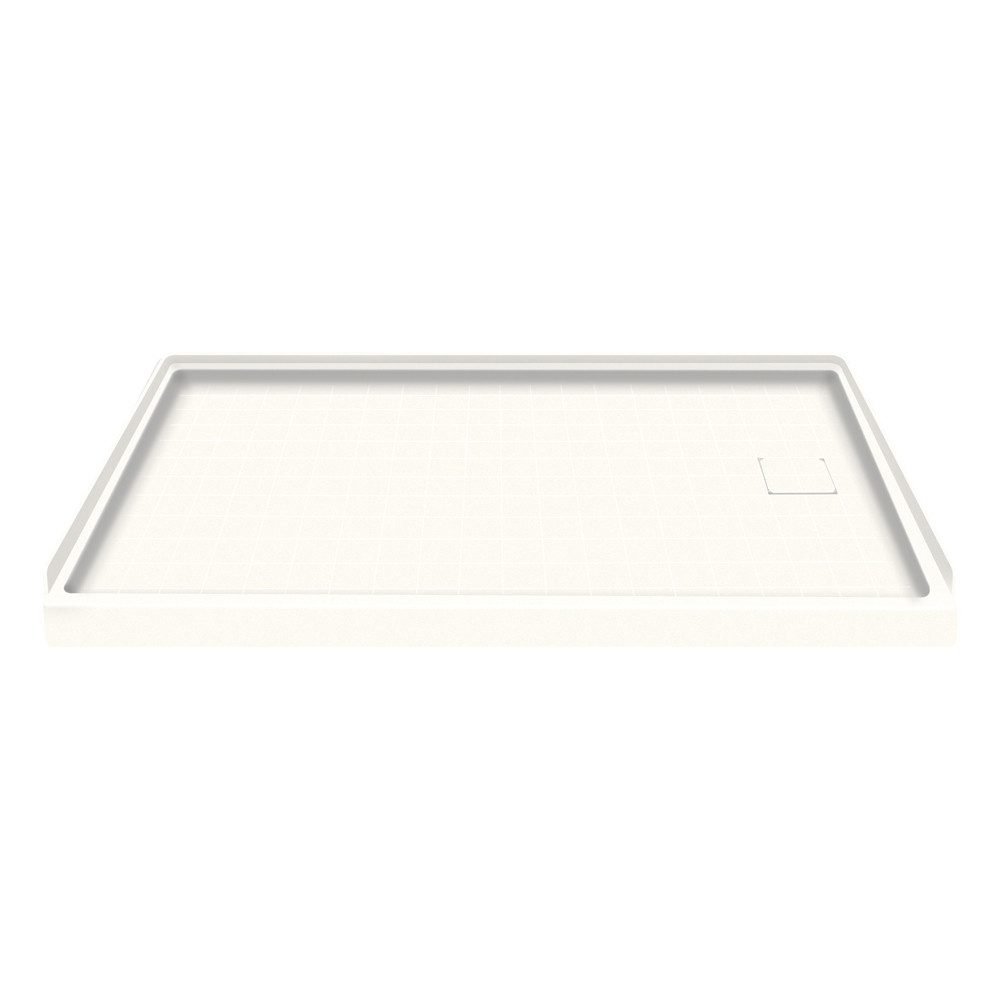 60 x 30 Solid Surface Shower Base Right Drain in White