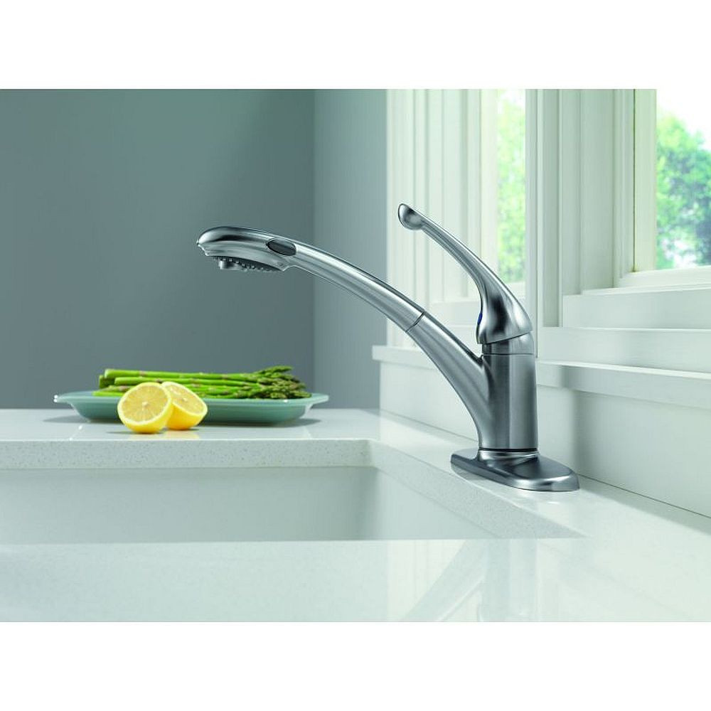 Signature 470-AR-DST Single Handle Pull-Out Kitchen Faucet in Arctic Stainless
