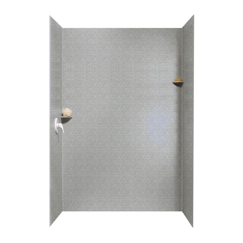 36-in D x 62-in W x 96-in H Solid Surface Shower Wall Surround in Gray Granite