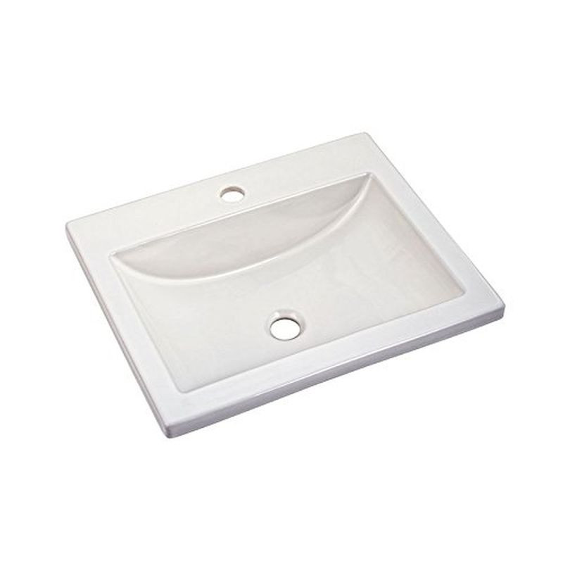 Drop Lavatory Sink with Single Faucet Hole in White