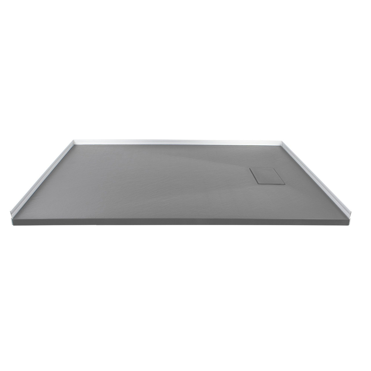 Transolid FZSR6332-40 Trimslate 63-in x 32-in Zero Threshold Tub Replacement Shower Base with End Drain, Dark Grey