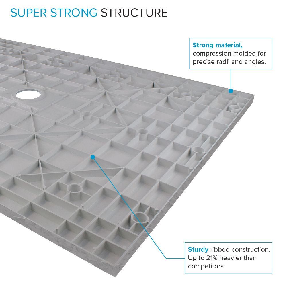 FZSP7248C-59 Trimslate Plus 72-in x 48-in Zero Threshold Shower Base with Center Drain, Ashy Grey