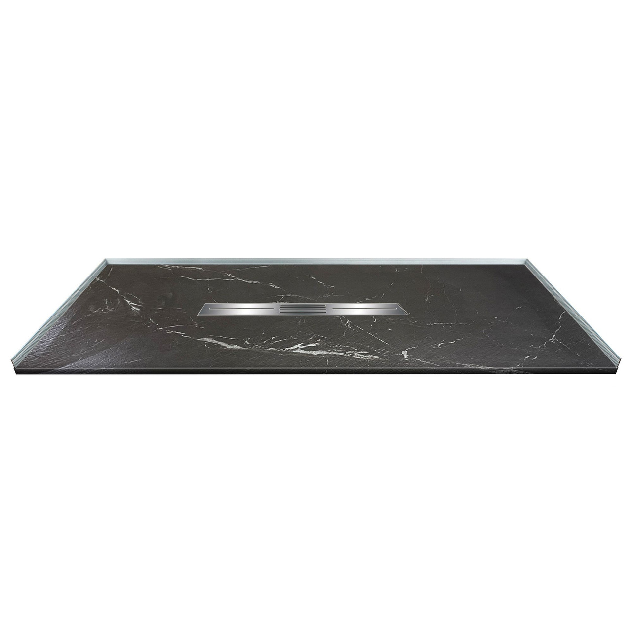 Transolid FZSP6042C-61 Trimslate Plus 60-in x 42-in Zero Threshold Shower Base with Center Drain, Sterling Black