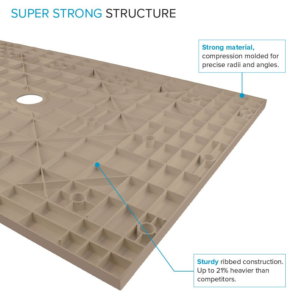 FZSP6036C-33 Trimslate Plus 60-in x 36-in Zero Threshold Shower Base with Center Drain, Beach