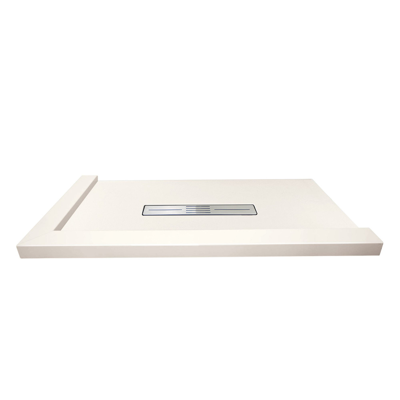 Transolid FZSDT6332C-32 Trimslate 63-in x 32-in Shower Base with Adjustable Double Threshold and Center Drain, Cameo