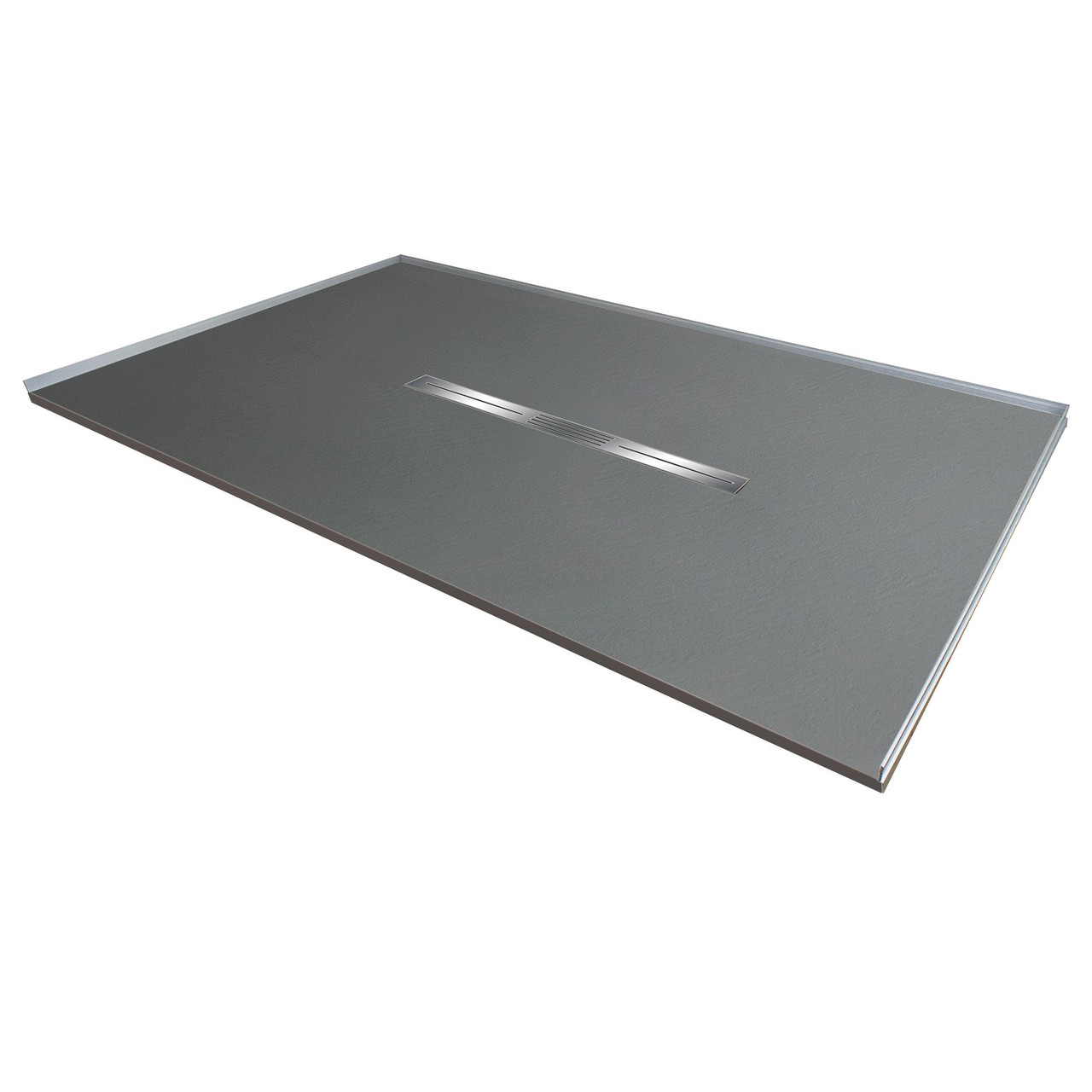 FZS7248C-40 Trimslate 72-in x 48-in Zero Threshold Shower Base with Center Drain, Dark Grey