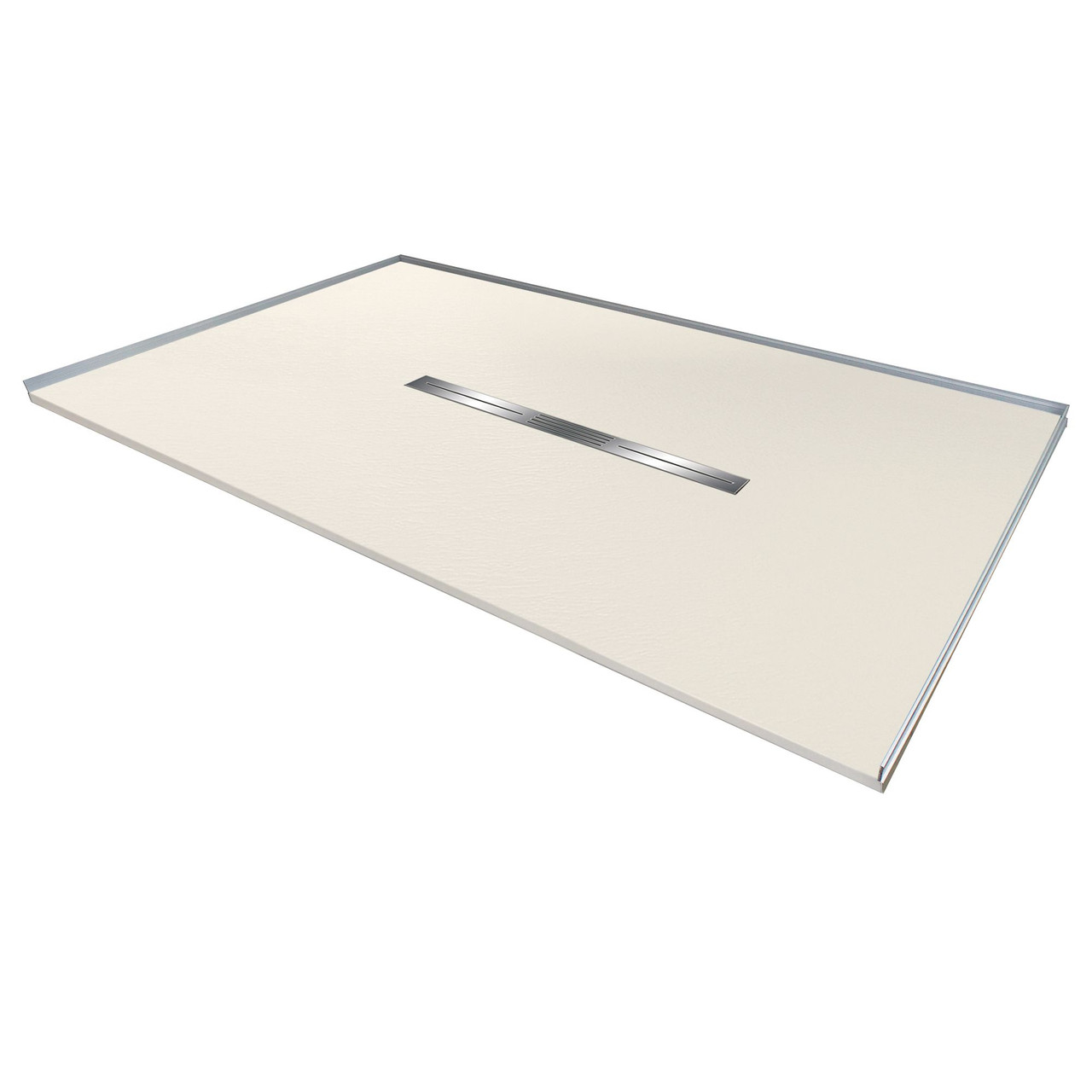 Transolid FZS7248C-32 Trimslate 72-in x 48-in Zero Threshold Shower Base with Center Drain, Cameo