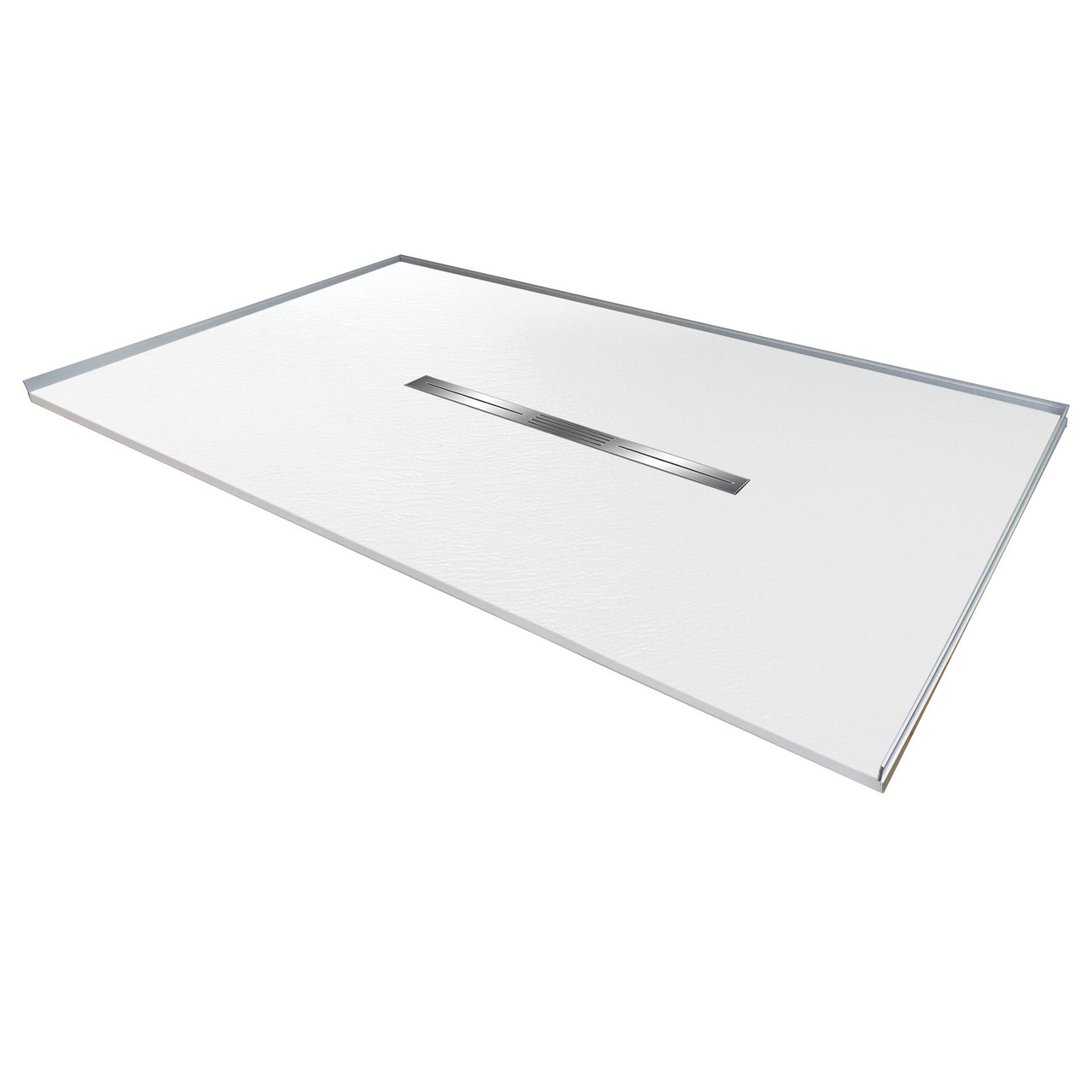Transolid FZS7248C-31 Trimslate 72-in x 48-in Zero Threshold Shower Base with Center Drain, White