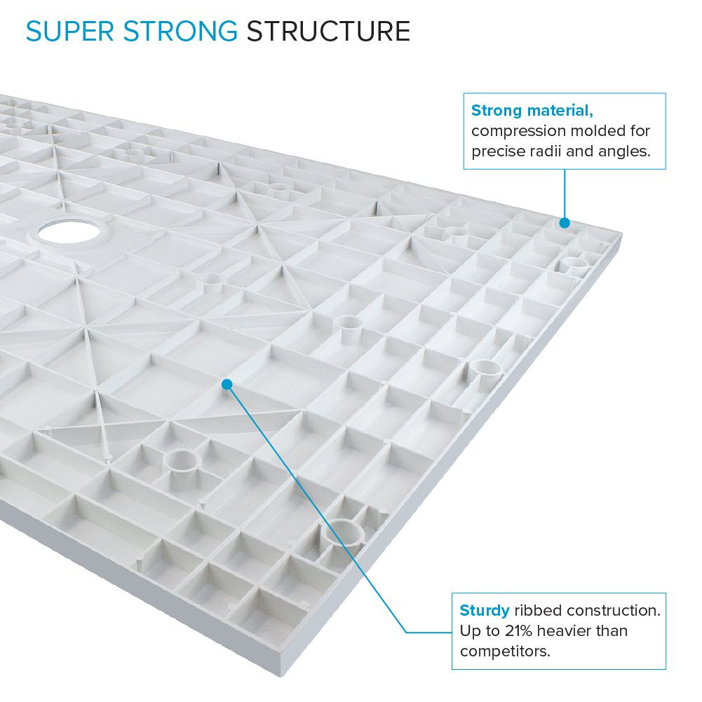 FZS7236-31 Trimslate 72-in x 36-in Zero Threshold Shower Base with End Drain, White