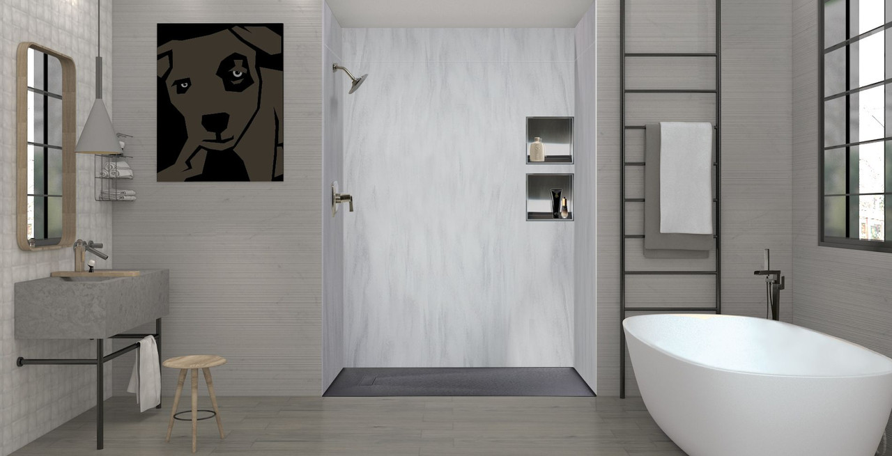 FZS7236-09 Trimslate 72-in x 36-in Zero Threshold Shower Base with End Drain, Black