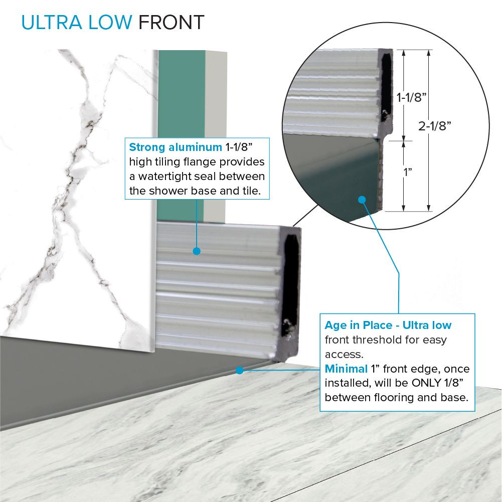 FZS6736-40 Trimslate 67-in x 36-in Zero Threshold Shower Base with End Drain, Dark Grey