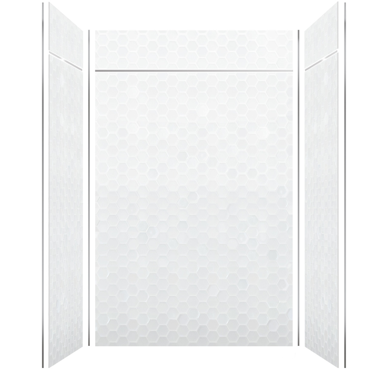 Transolid PWKX60368412-631 Prodigy 60-in x 36-in x 96-in Shower Wall Kit with Extension, White 3D Hexagon