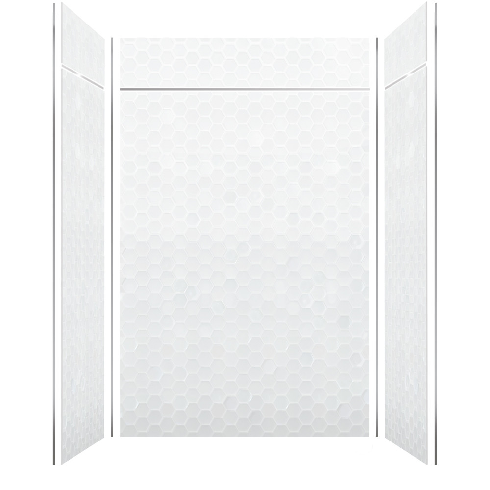 PWKX60368412-631 Prodigy 60-in x 36-in x 96-in Shower Wall Kit with Extension, White 3D Hexagon