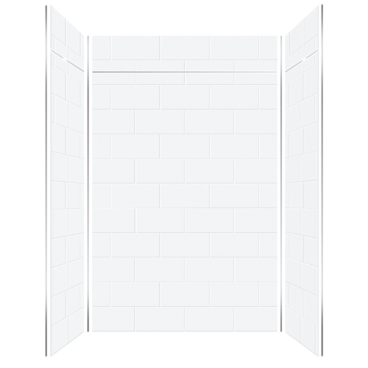 Transolid PWKX60368412-531 Prodigy 60-in x 36-in x 96-in Shower Wall Kit with Extension, White Horizontal Tile