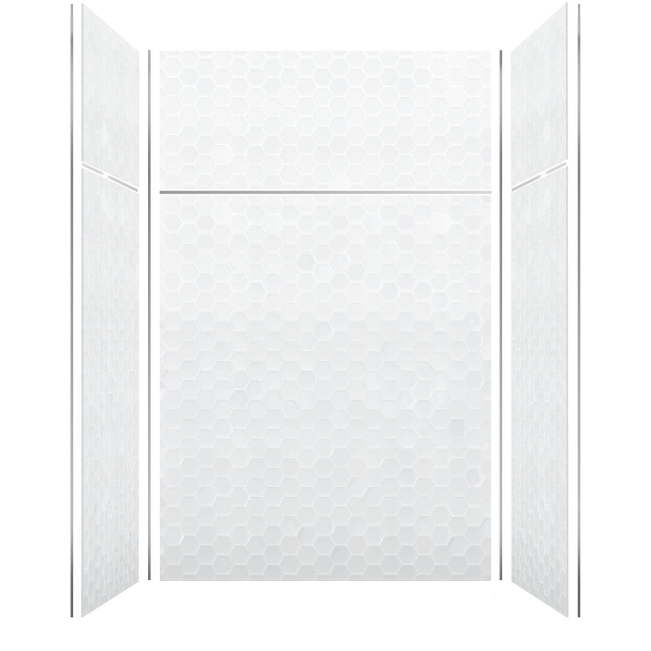 Transolid PWKX60367224-631 Prodigy 60-in x 36-in x 96-in Shower Wall Kit with Extension, White 3D Hexagon
