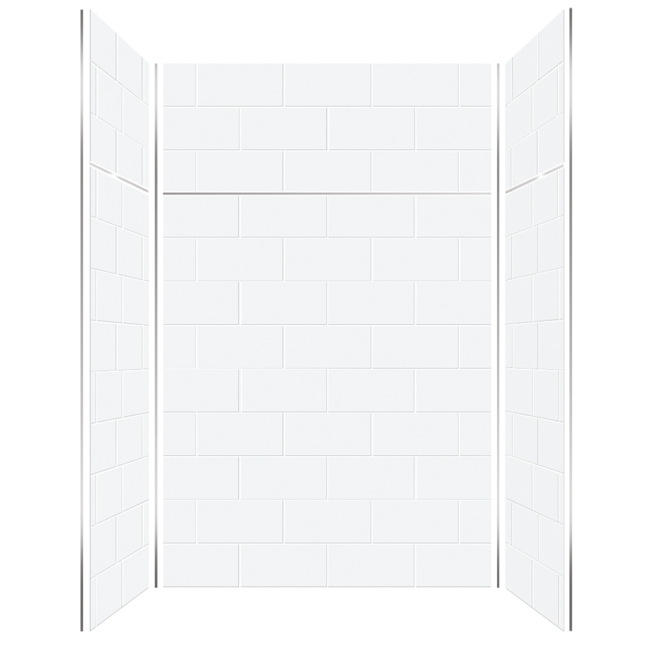 Transolid PWKX60367224-531 Prodigy 60-in x 36-in x 96-in Shower Wall Kit with Extension, White Horizontal Tile