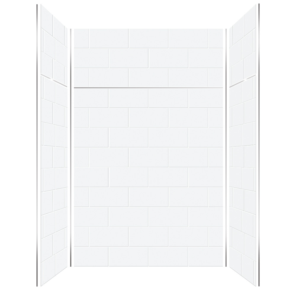 PWKX60367224-531 Prodigy 60-in x 36-in x 96-in Shower Wall Kit with Extension, White Horizontal Tile