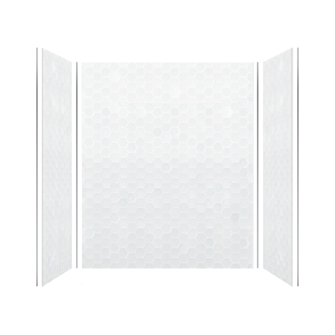 Transolid PWK603672-631 Prodigy 60-in x 36-in x 72-in Shower Wall Kit, White 3D Hexagon