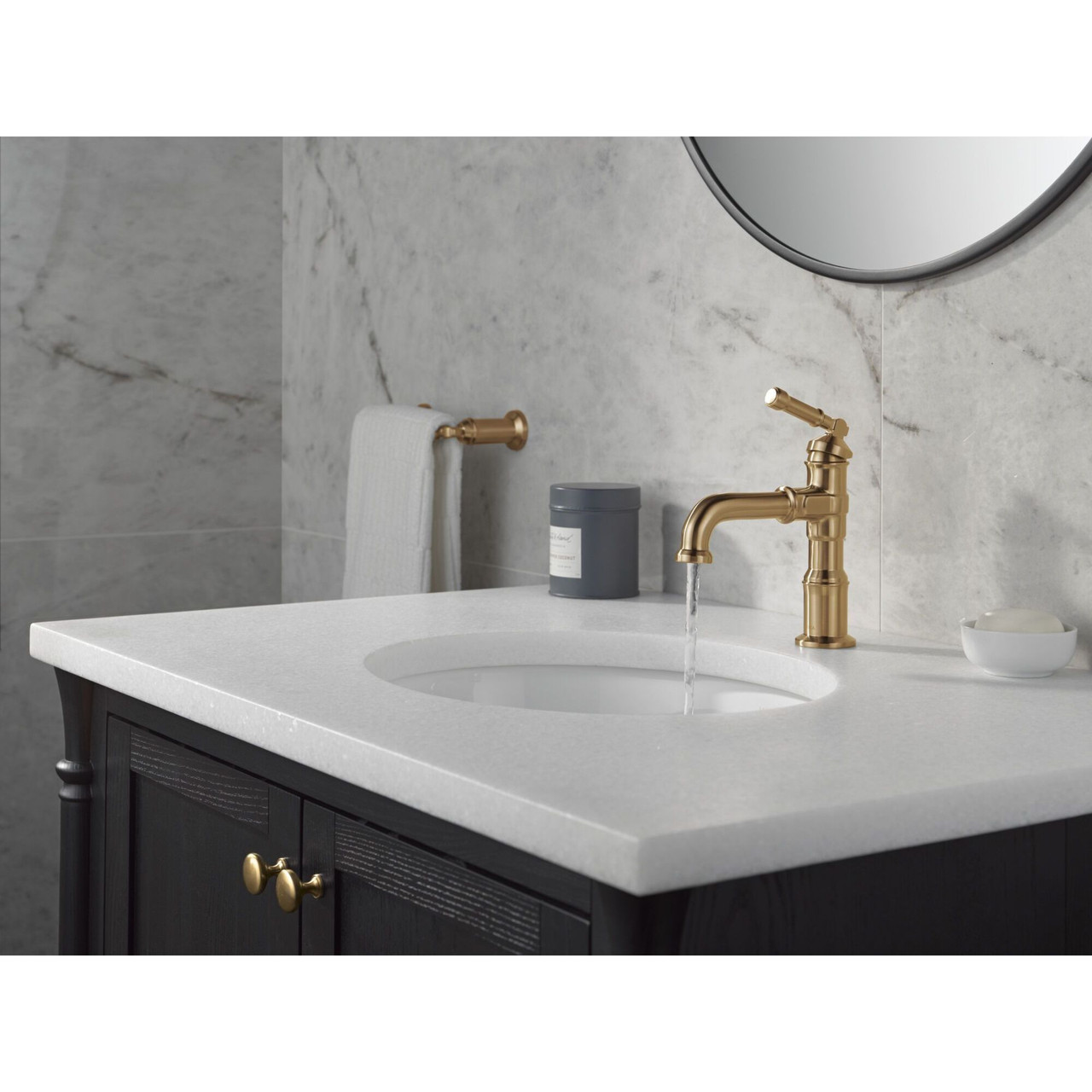 Delta 584-CZ-PR-LPU-DST Broderick 7.13-in x 2.00-in x 7.56-in Single Handle Bathroom Faucet, Lumicoat Champagne Bronze
