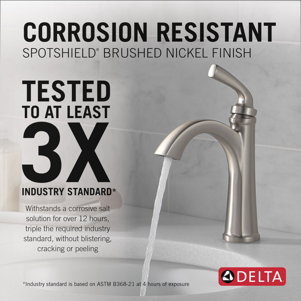Delta 15864LF-SP Geist 7.25-in x 6.31-in x 9.50-in Single Handle Bathroom Faucet, Spotshield Brushed Nickel