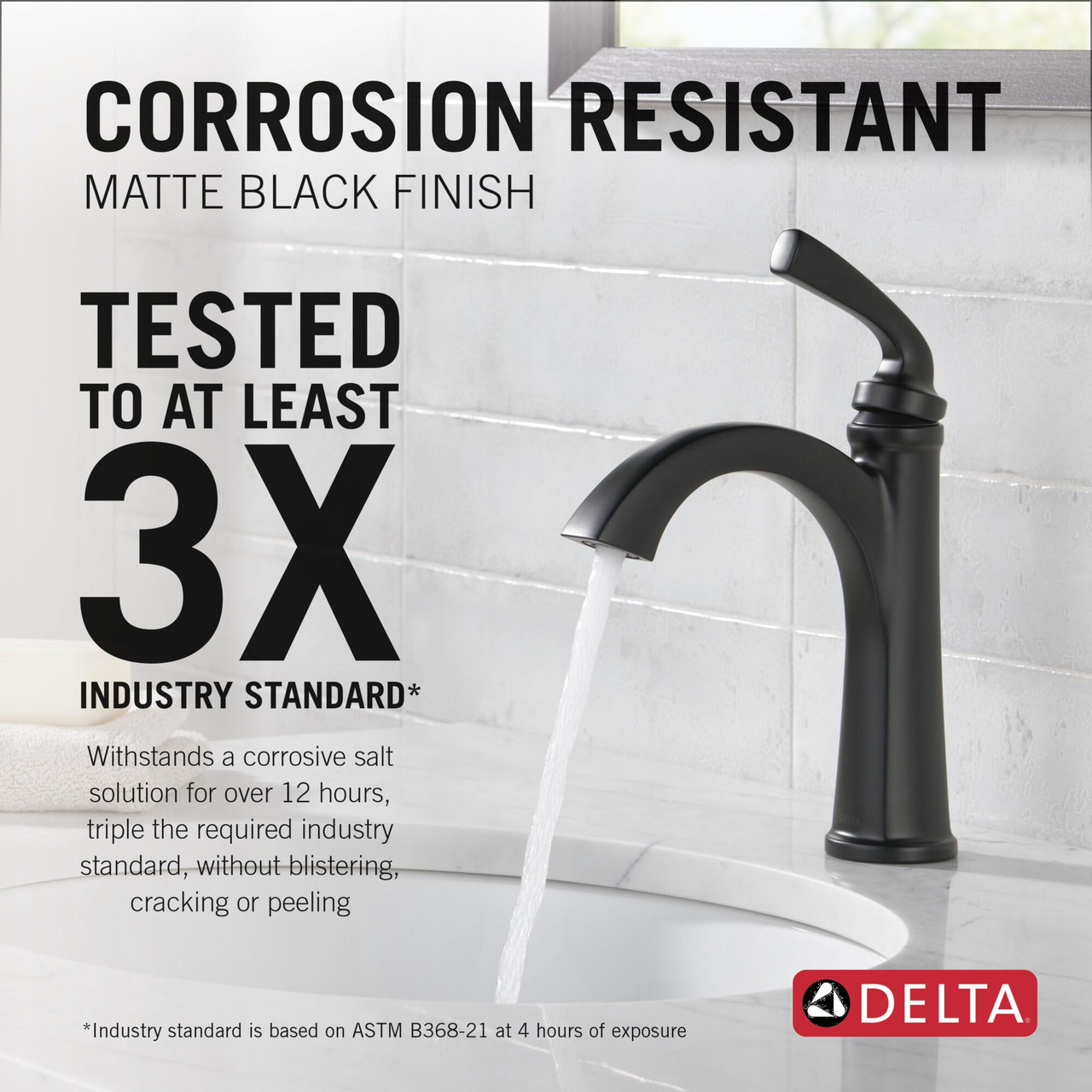 Delta 15864LF-BL Geist 7.25-in x 6.31-in x 9.50-in Single Handle Bathroom Faucet, Matte Black
