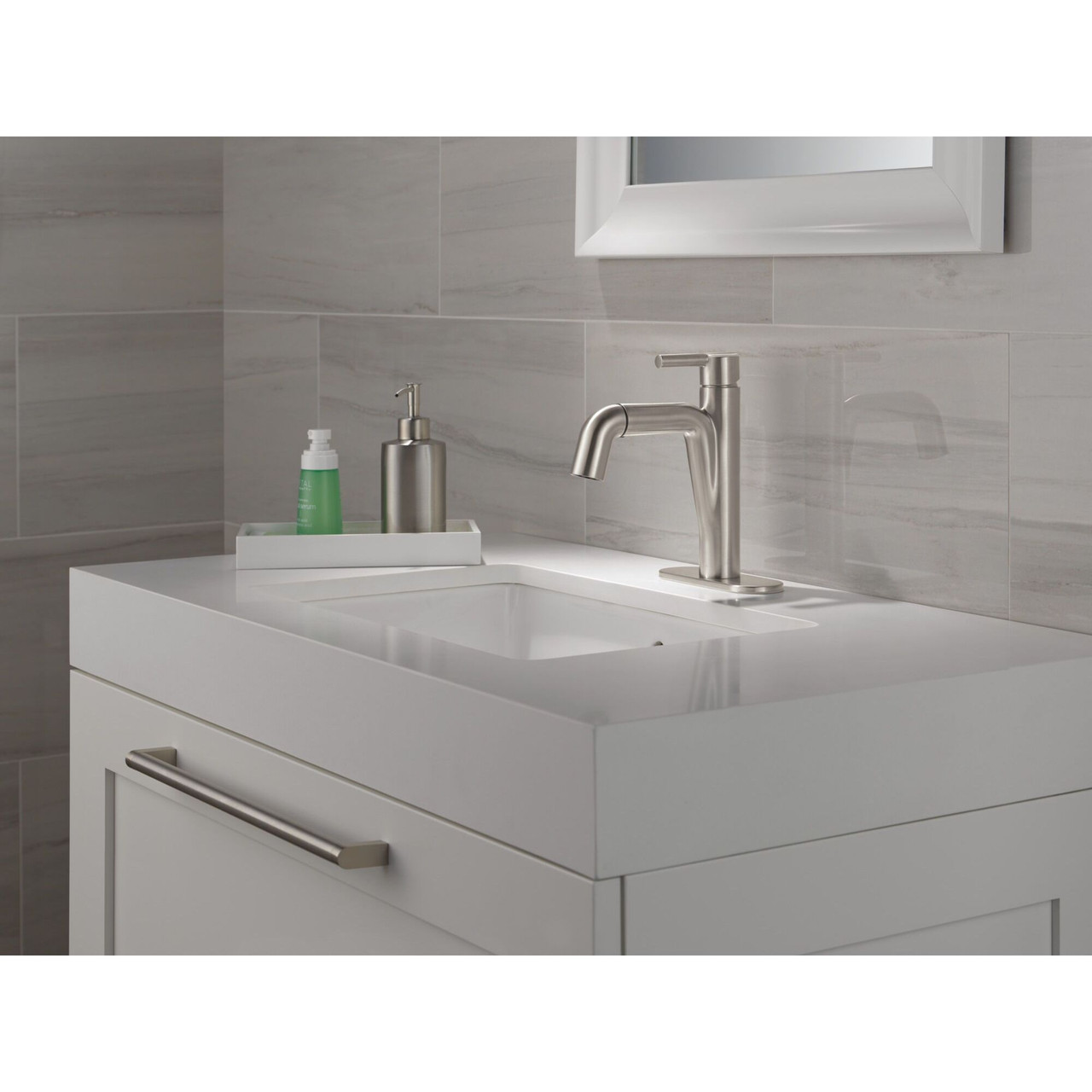 Delta 15849LF-SSPD Nicoli 7.31-in x 6.06-in x 8.63-in Single Handle Pull-Down Bathroom Faucet, Stainless