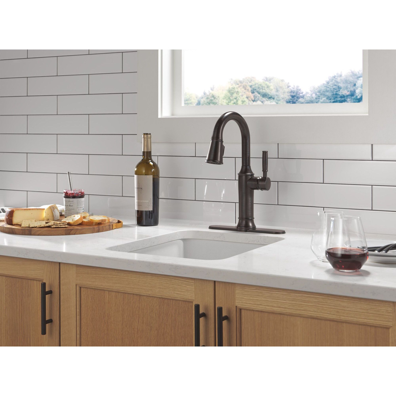 9984-RB-DST Renaldi 8.81-in x 2.81-in x 14.44-in Single-Handle Pull-Down Bar and Prep Faucet, Venetian Bronze