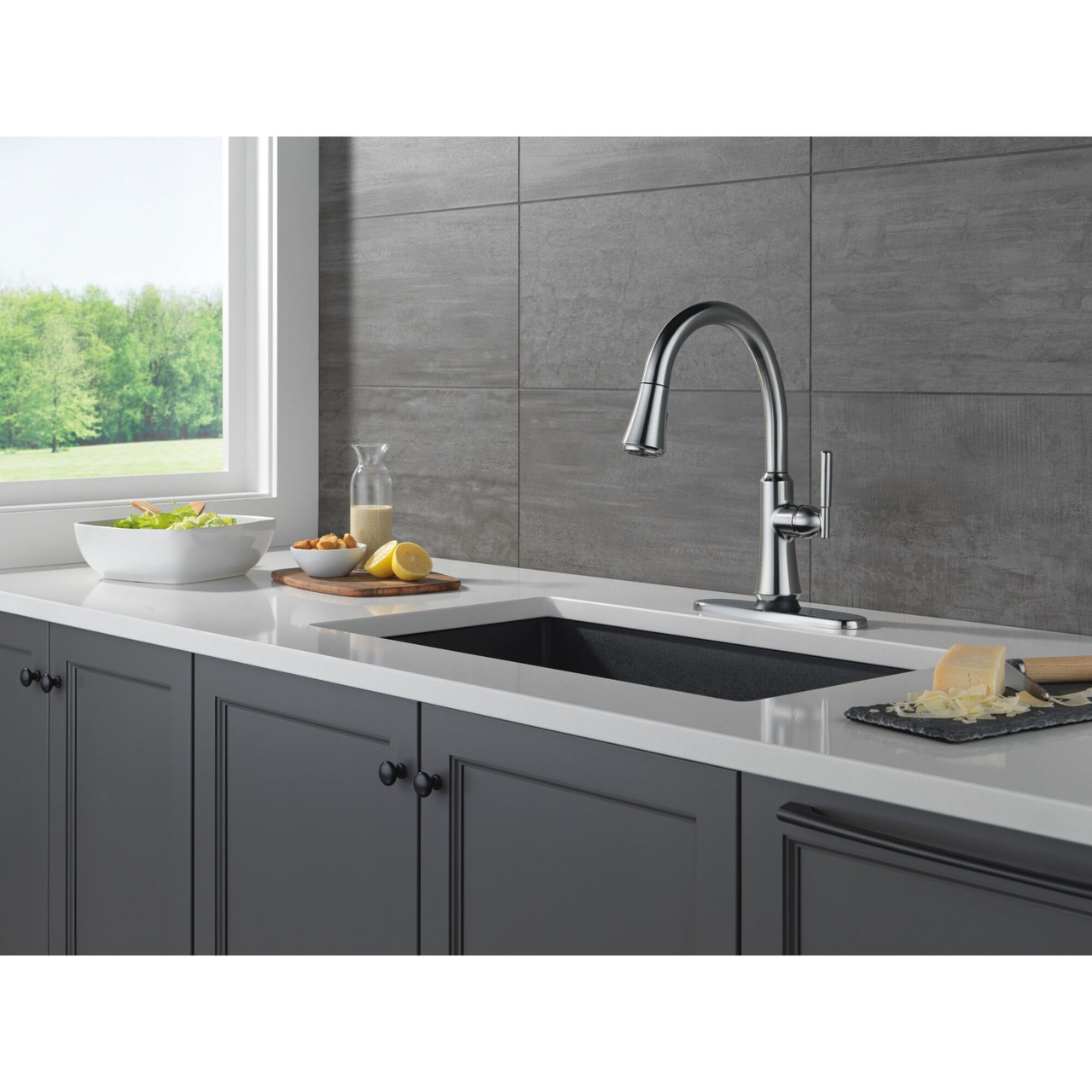 9179TL-AR-DST Coranto 11.56-in x 10.75-in x 15.63-in Touch2O Kitchen Faucet with Touchless Technology, Arctic Stainless