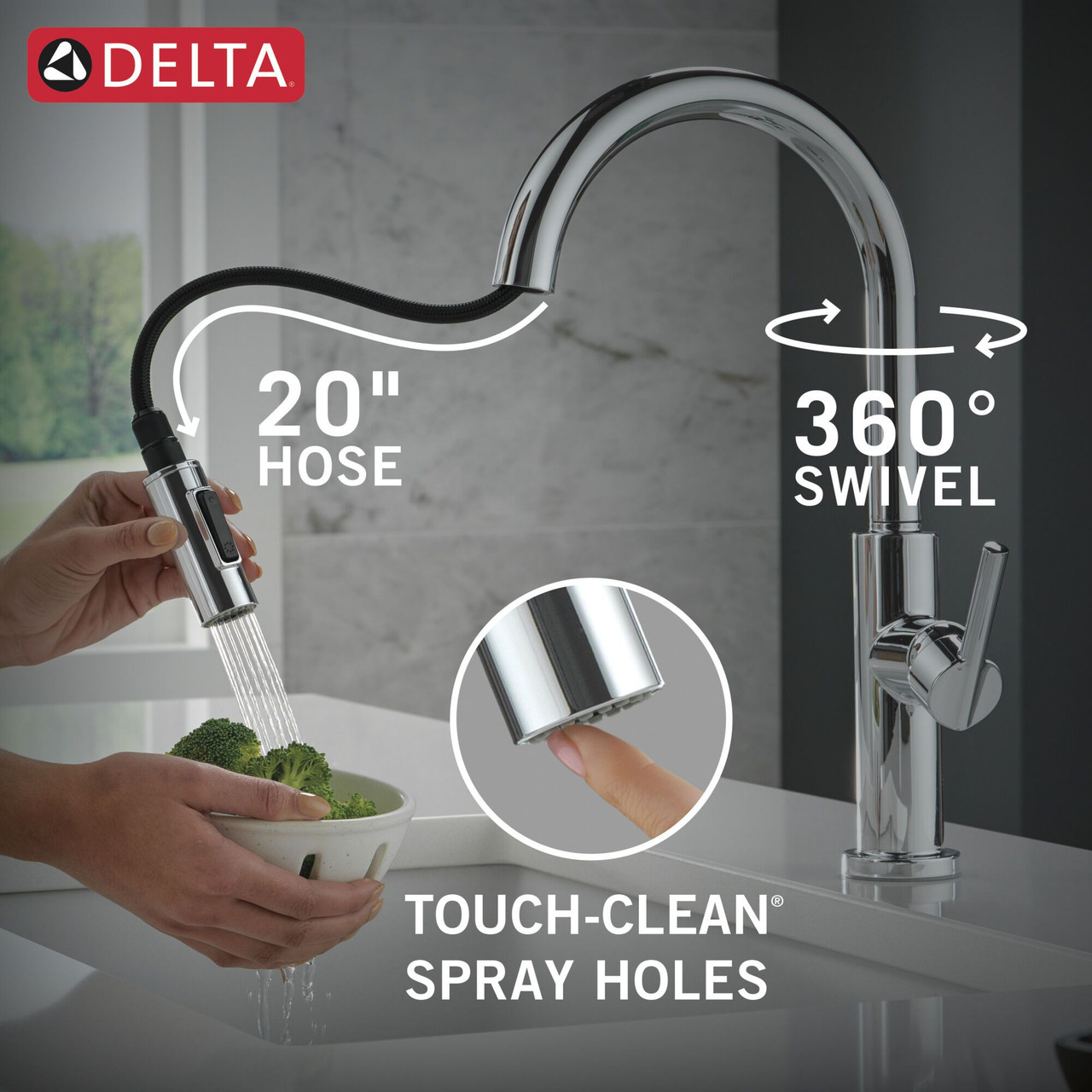 Delta 19867LF Nicoli 11.06-in x 10.75-in x 17.06-in Single-Handle Pull-Down Kitchen Faucet, Chrome