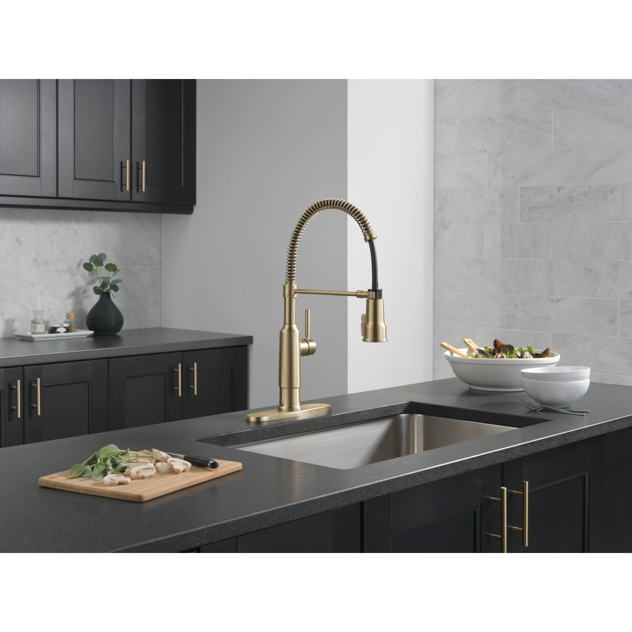 18804Z-CZ-DST Theodora 11.94-in x 10.75-in x 20.25-in Single-Handle Pull-Down Spring Kitchen Faucet, Champagne Bronze