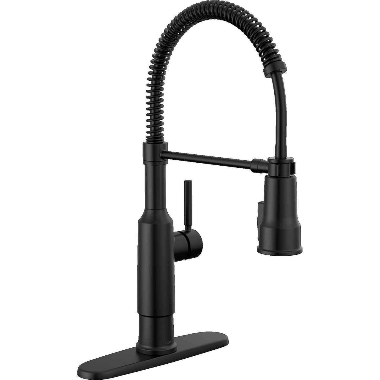 Delta 18804Z-BL-DST Theodora 11.94-in x 10.75-in x 20.25-in Single-Handle Pull-Down Spring Kitchen Faucet, Matte Black