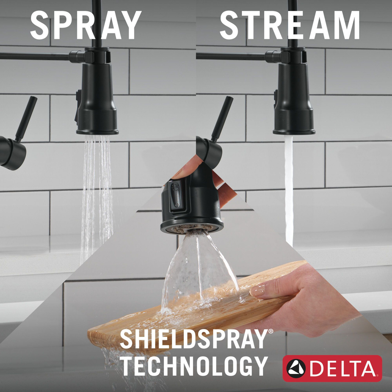 Delta 18804Z-BL-DST Theodora 11.94-in x 10.75-in x 20.25-in Single-Handle Pull-Down Spring Kitchen Faucet, Matte Black