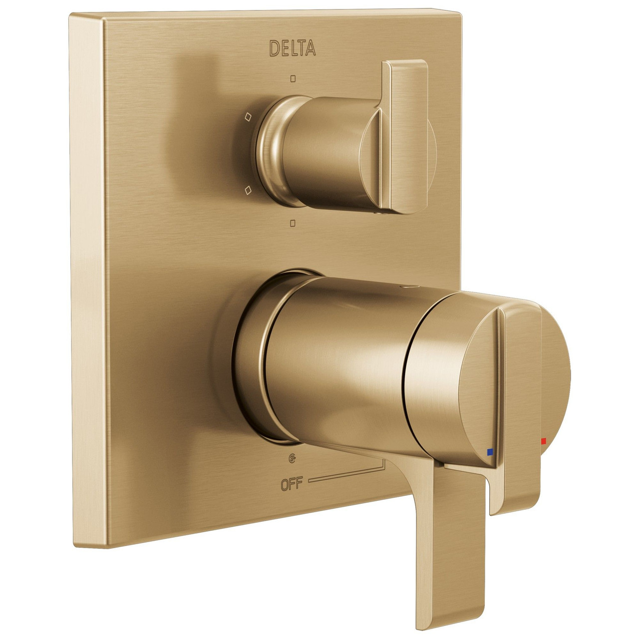 T27T967-CZ Ara Angular Modern TempAssure 17T Series Valve Trim with 6-Setting Integrated Diverter, Champagne Bronze