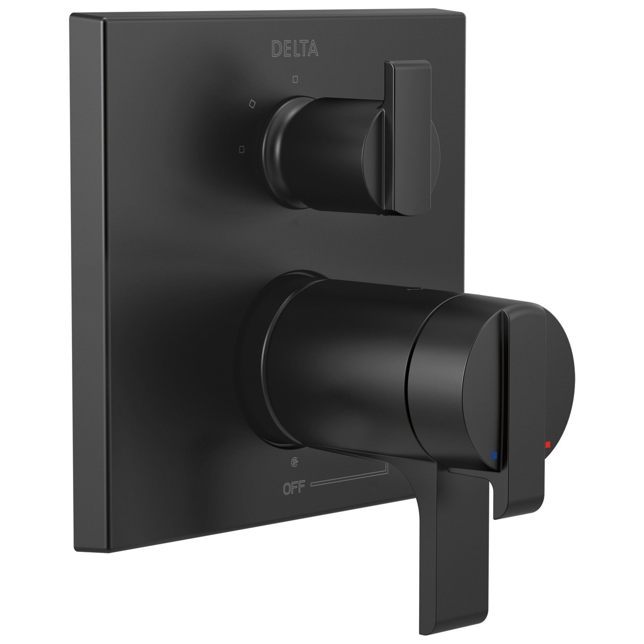 T27T867-BL Ara Angular Modern TempAssure 17T Series Valve Trim with 3-Setting Integrated Diverter, Matte Black