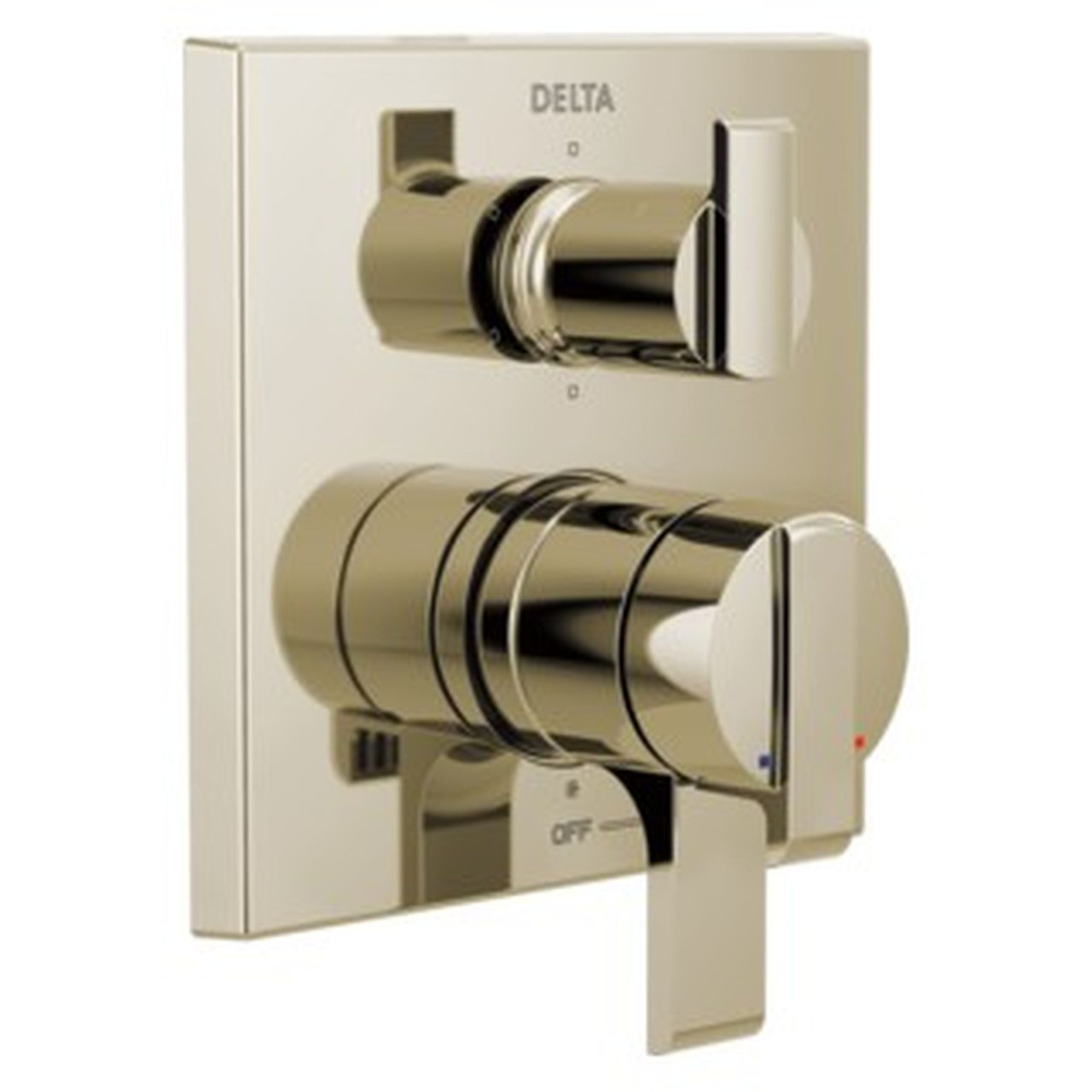 T27967-PN Ara Angular Modern Monitor 17 Series Valve Trim with 6-Setting Integrated Diverter, Polished Nickel